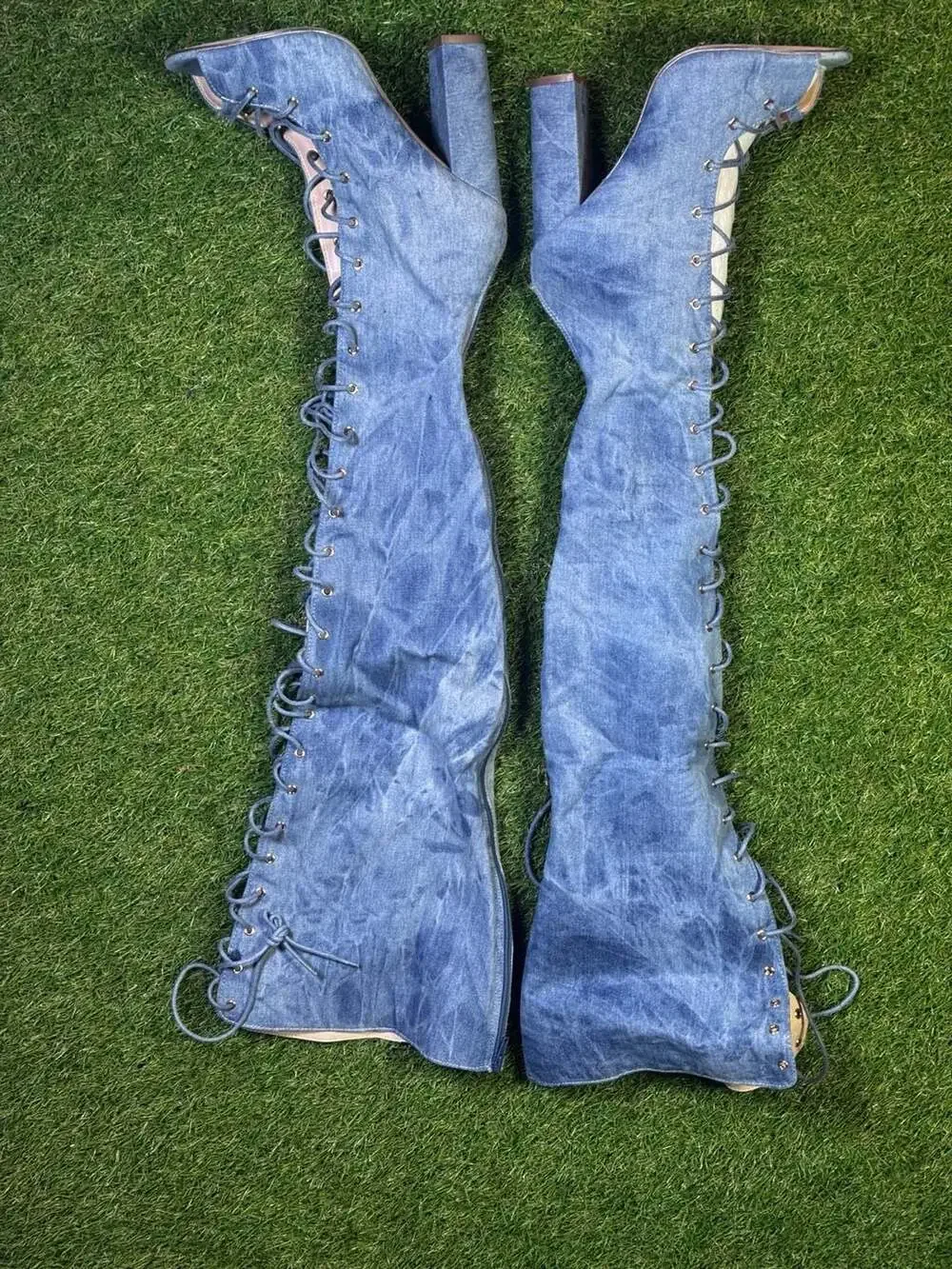Fashion Nova Living Legacy Over The Knee Denim Boots - Picture 2 of 11